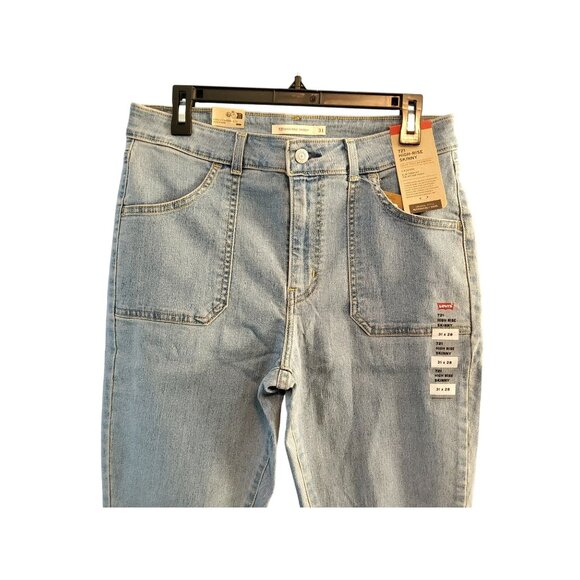 Levis Womens High-Rise Tapered Jeans Size 31x28 Recycled Denim Light Wash - Picture 3 of 13